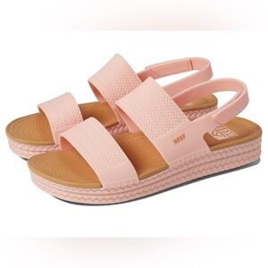 Reef Pink Sandals with Textured Straps and Platform Sole